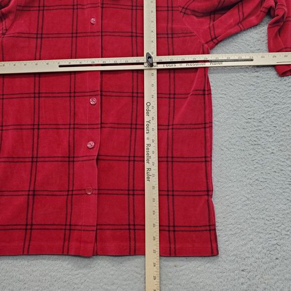 Jason Maxwell Shirt Top Women Petite L Multi Velour Checkered Collar Button Down - Picture 5 of 5
